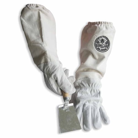 Good Land Bee Supply Natural Cotton and Sheepskin Beekeeping Gloves & Honey Comb Shovel Hive Tool (Large) GL-GLV-SHVL-LG
